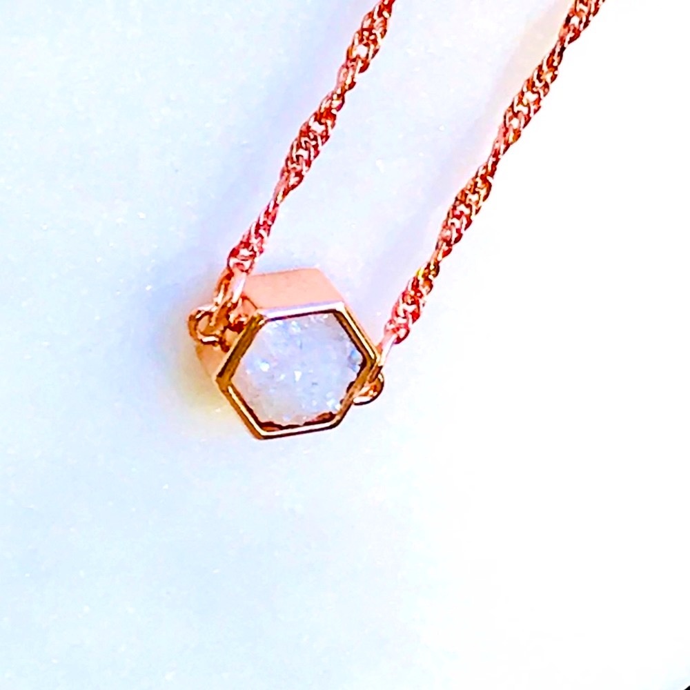 Rose Gold Iridescent Drusy Necklace